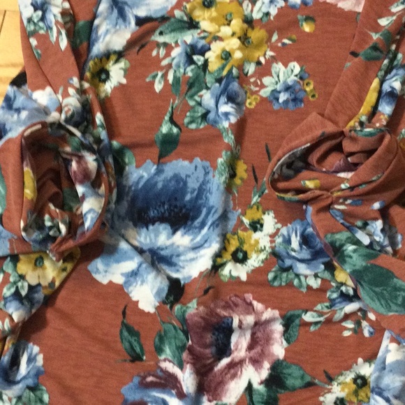 L Emerald terra cotta/brown florsl dress - Picture 12 of 13